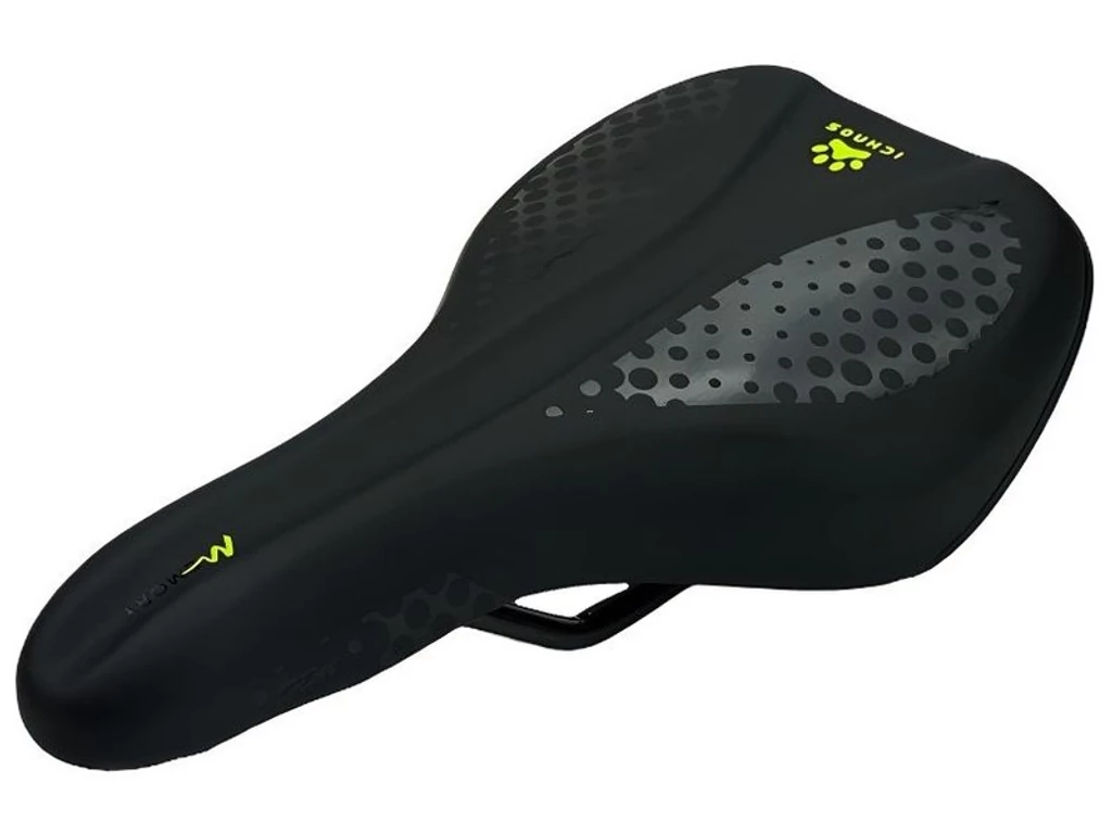DDK Ichnos Sport gyerek/junior MTB nyereg (12col-24col) memóriahabbal - fekete/neonzöld