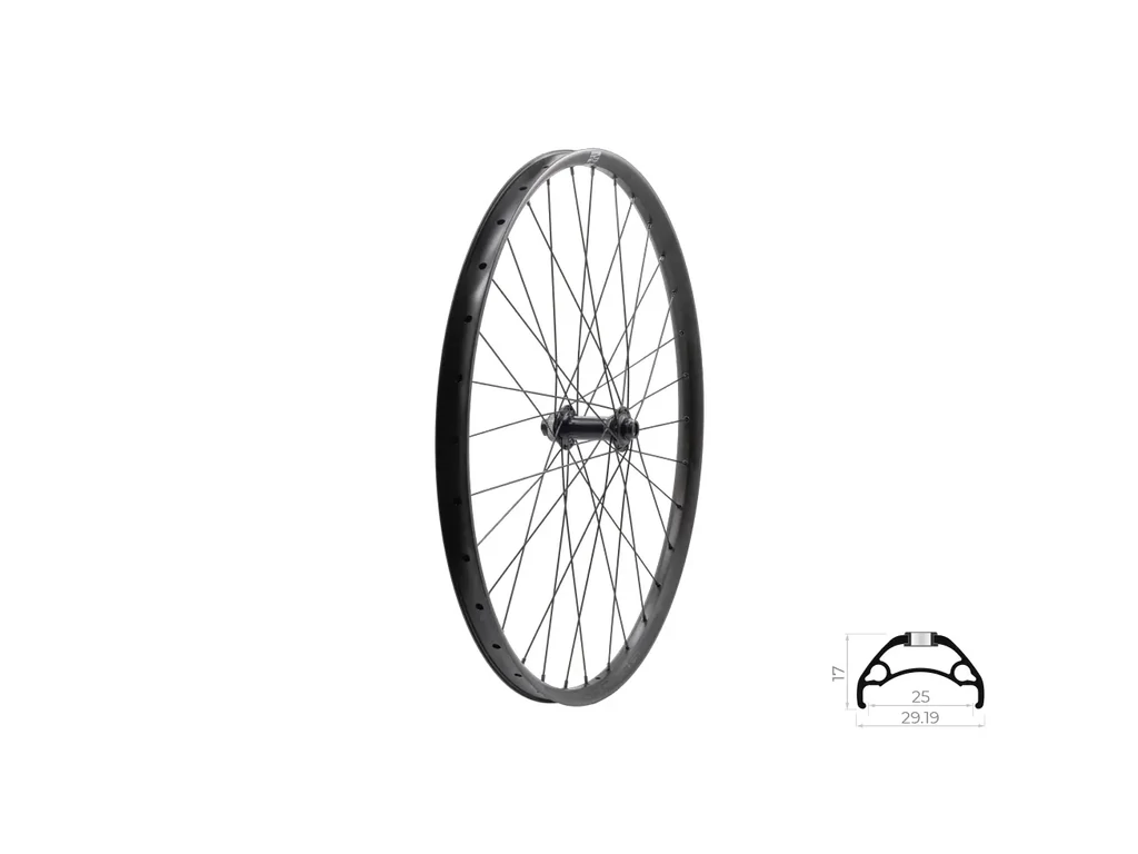 KLS Asesino 25 DSC F fűzött első kerék - 27.5col - tárcsafékes - Center Lock - Shimano - 25mm - fekete