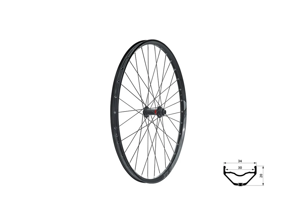 KLS Valor 3 DSC F fűzött első kerék - 27,5col - tárcsafékes - CenterLock - fekete
