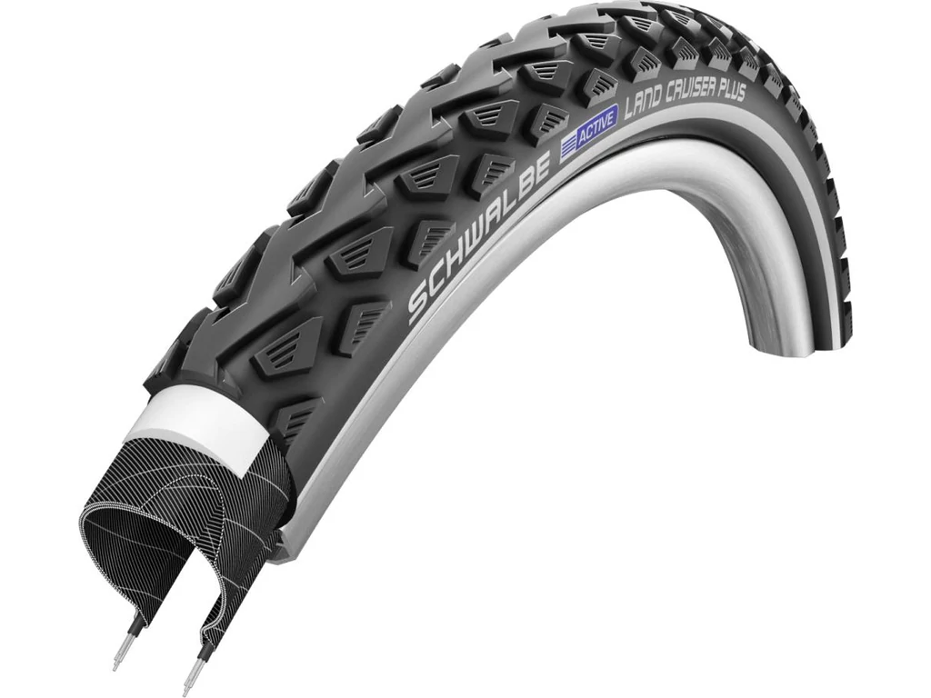 SCHWALBE Land Cruiser Plus 26x2.0 (50-559) Active Line városi, túra/trekking, e-bike külső gumi (köpeny) defektvédelemmel, reflexcsíkos, fekete