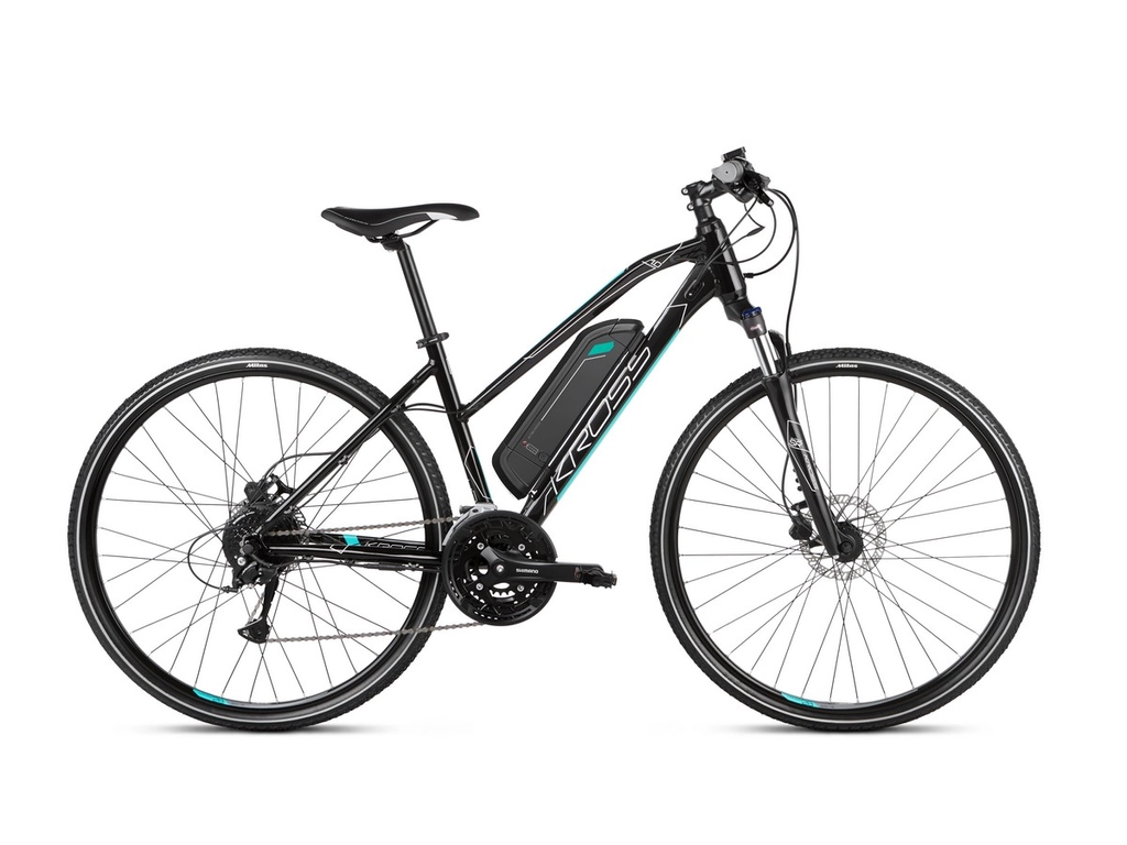 KROSS Evado Hybrid 1.0 2021 28" női cross elektromos kerékpár, black / turquoise