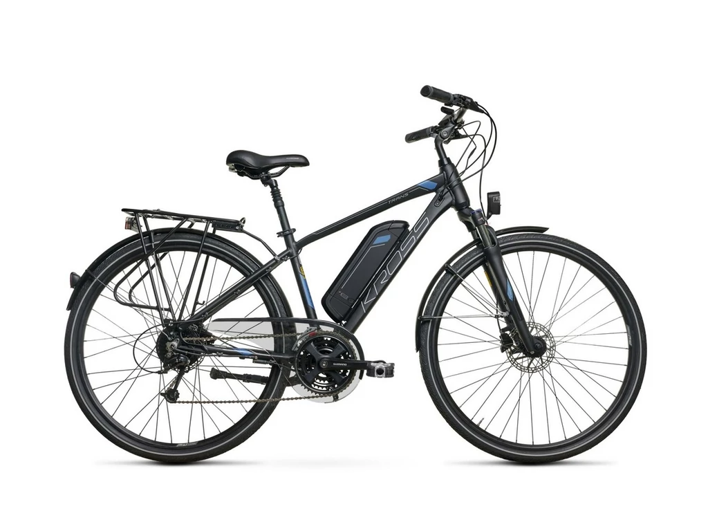 KROSS Trans Hybrid 2021 férfi trekking elektromos kerékpár, black / blue  / silver