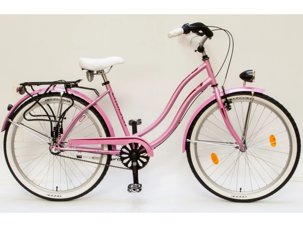 CSEPEL Cruiser 26/18col Neo Női GR 16 női városi kerékpár - 1 seb. kontrás - pink/fehér