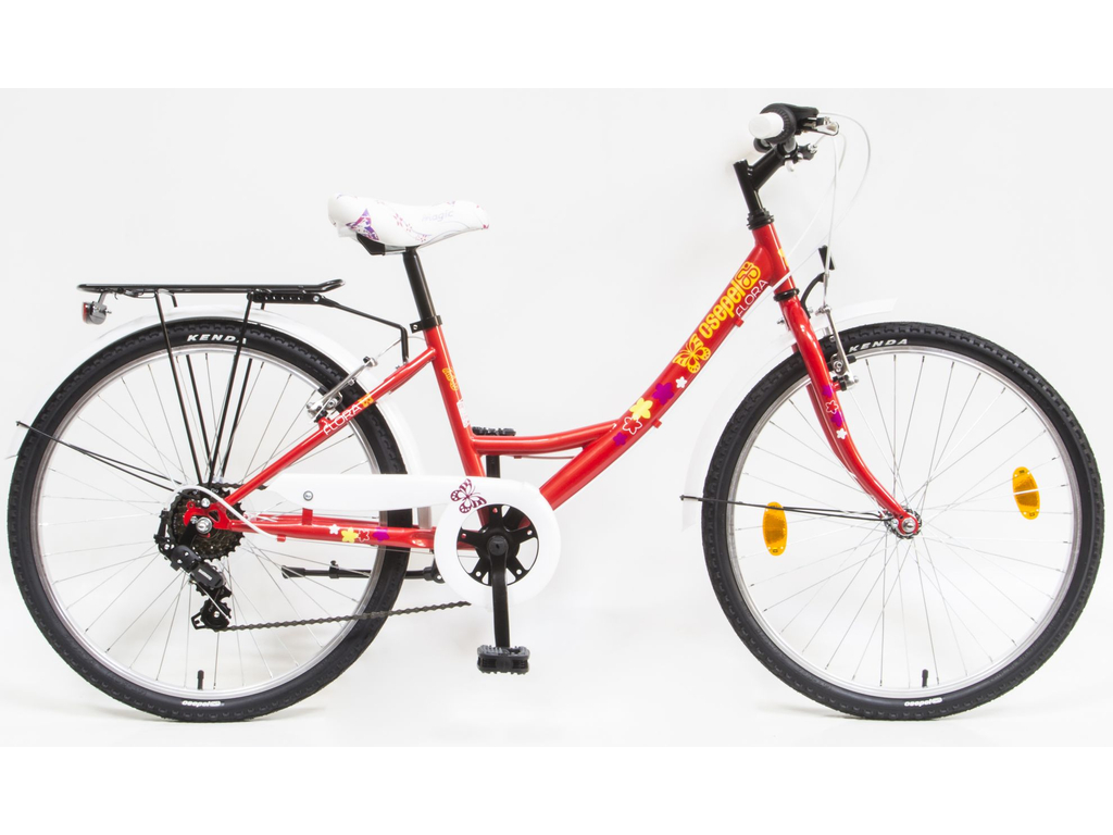 CSEPEL Flóra 24 col 6SP 20 gyerek kerékpár - piros / pillangós