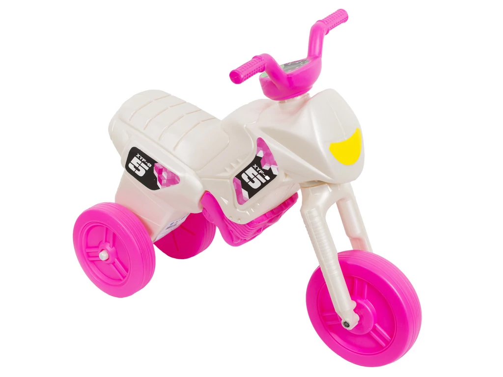 KOLIKEN háromkerekű műanyag kismotor (nyuszimotor) - fehér-ciklámen - M