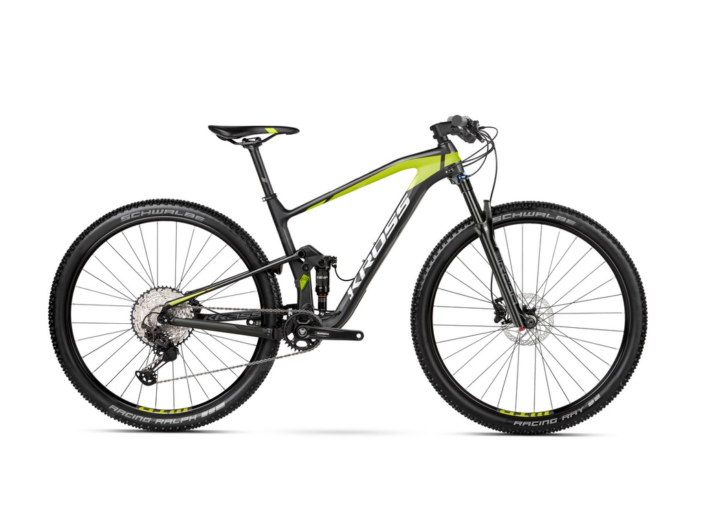 KROSS Earth 3.0 2021 29" MTB XC fully kerékpár, black / lime / silver matt
