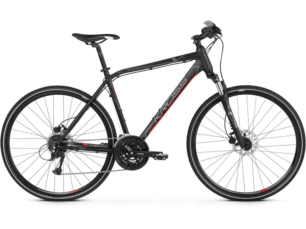 KROSS Evado 5.0 M 2021 28col férfi cross kerékpár - black / red, matt