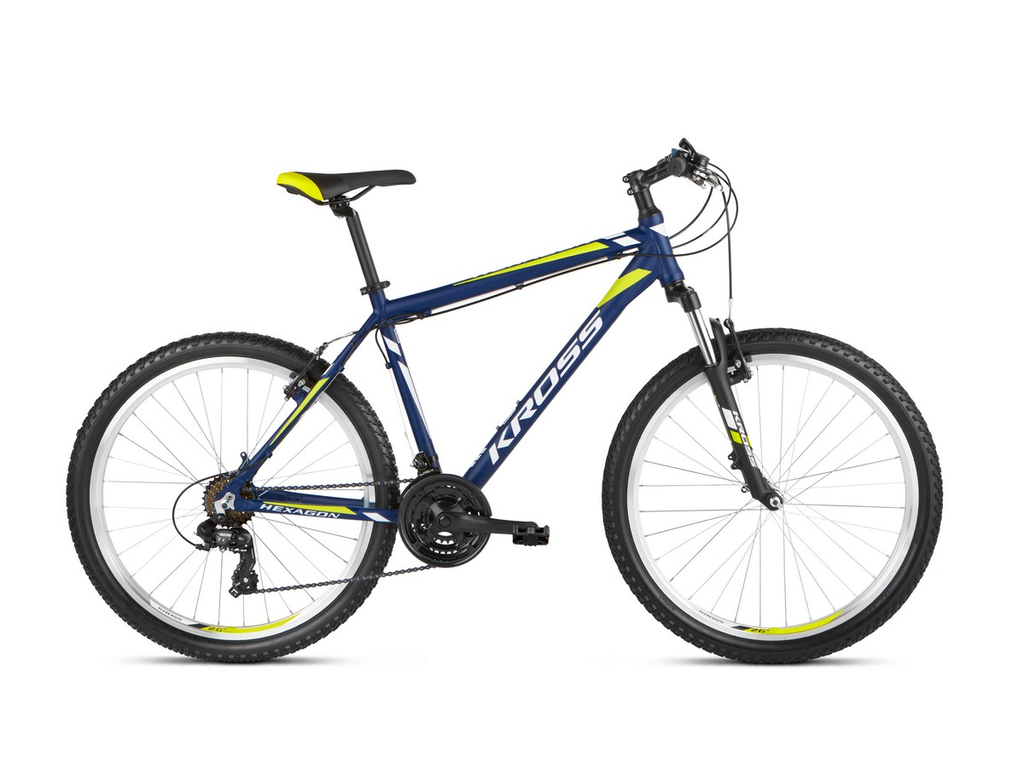 KROSS Hexagon 2021 26" MTB kerékpár, navy blue / white / lime