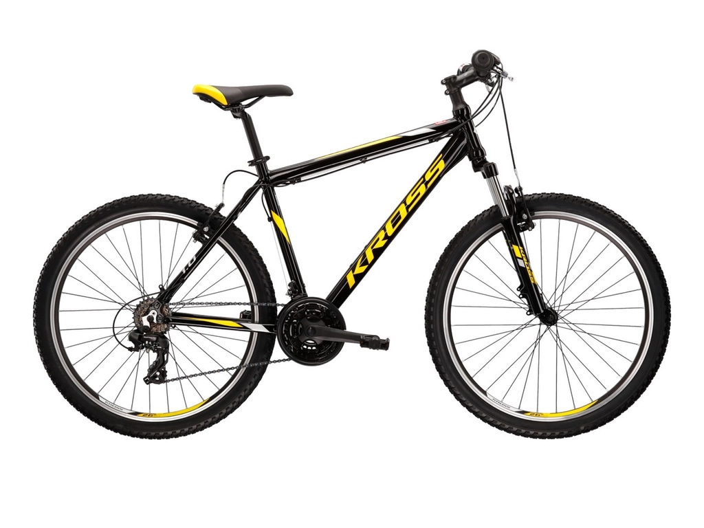 KROSS Hexagon 1.0 2022 26 MTB kerékpár - black / yellow / grey gloss