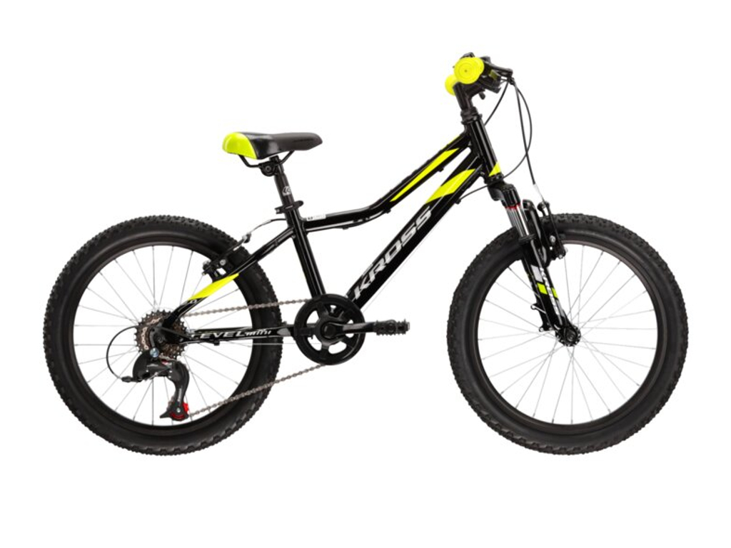 KROSS Level Mini 2.0 SR 20col fiú MTB gyermekkerékpár - black / lime / silver gloss