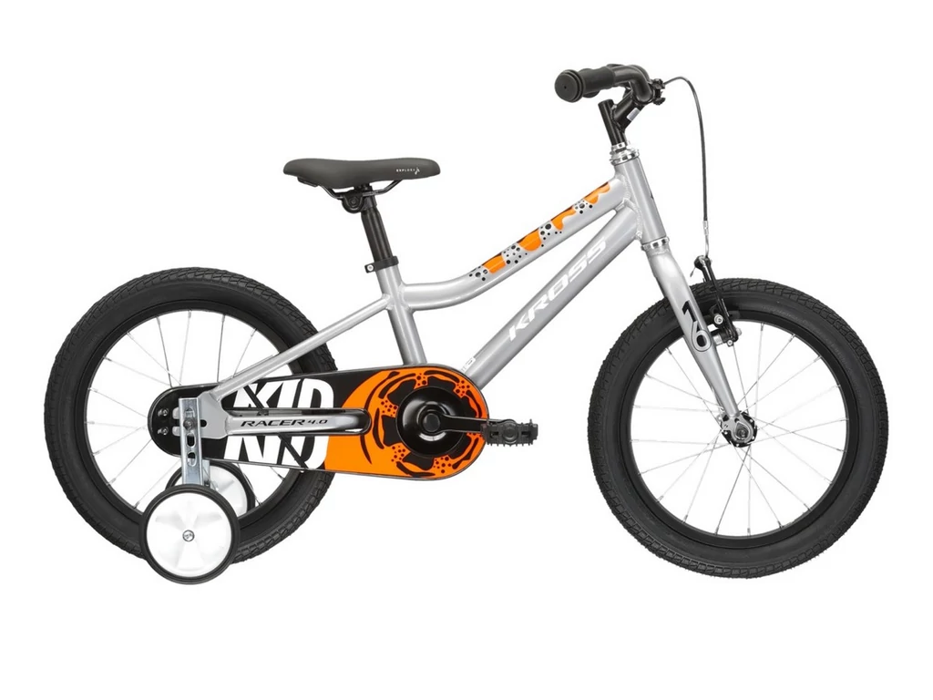 KROSS Racer 4.0 16col fiú gyermekkerékpár - silver/white/orange gloss
