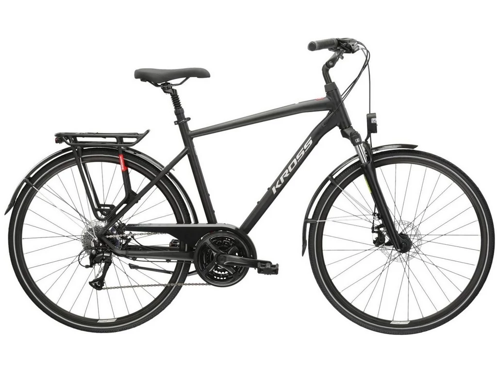 KROSS Trans 3.0 M 28col férfi túra/trekking kerékpár - black / grey gloss