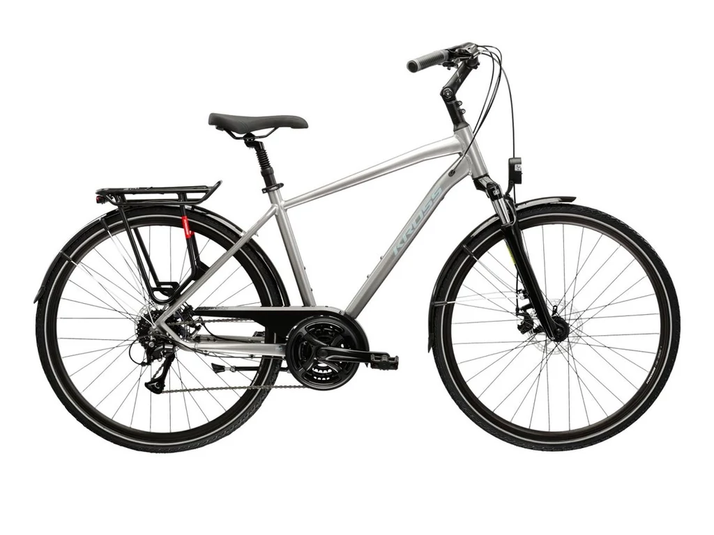 KROSS Trans 3.0 M 28col férfi túra/trekking kerékpár - silver/blue gloss