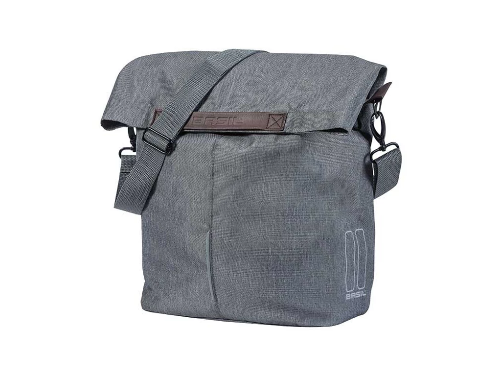 BASIL City Shopper egyoldalas táska csomagtartóra - vízlepergető - Hook On - 14 liter - szürke