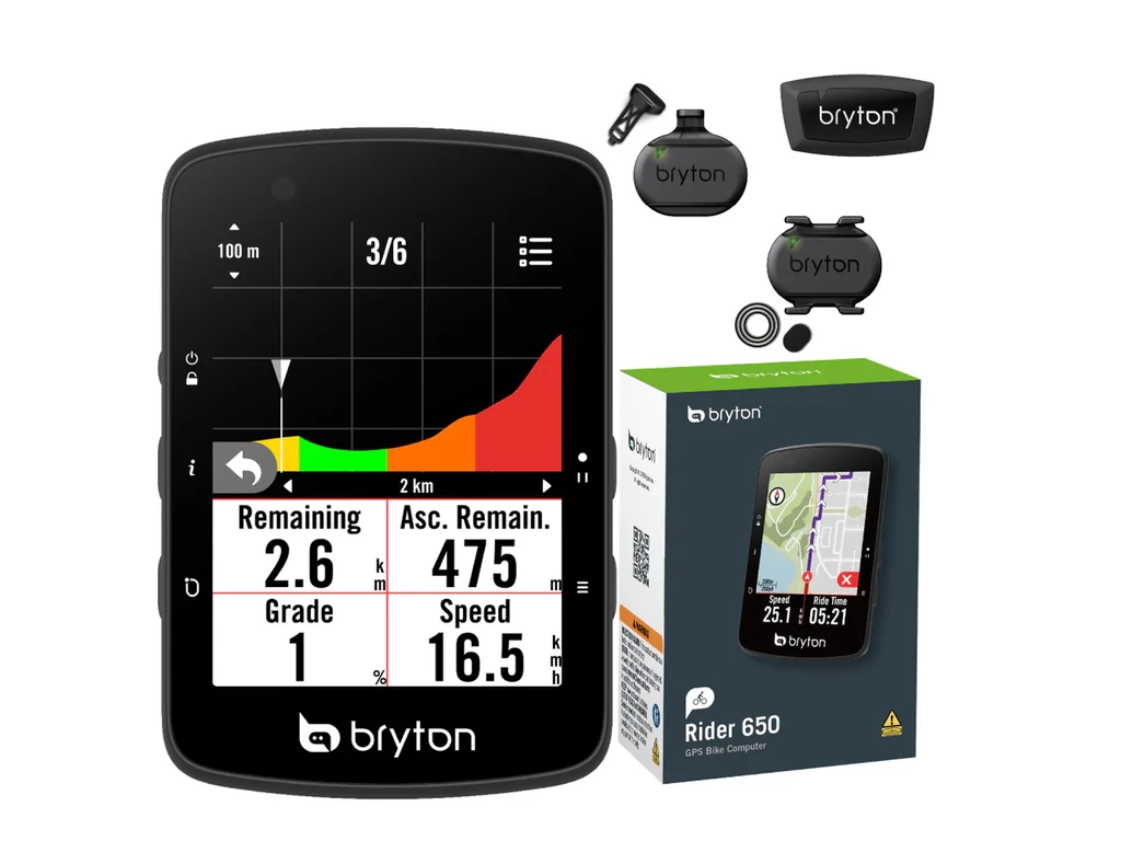 BRYTON Rider 650T GPS kerékpár komputer szett (HRM+CAD+SPD)
