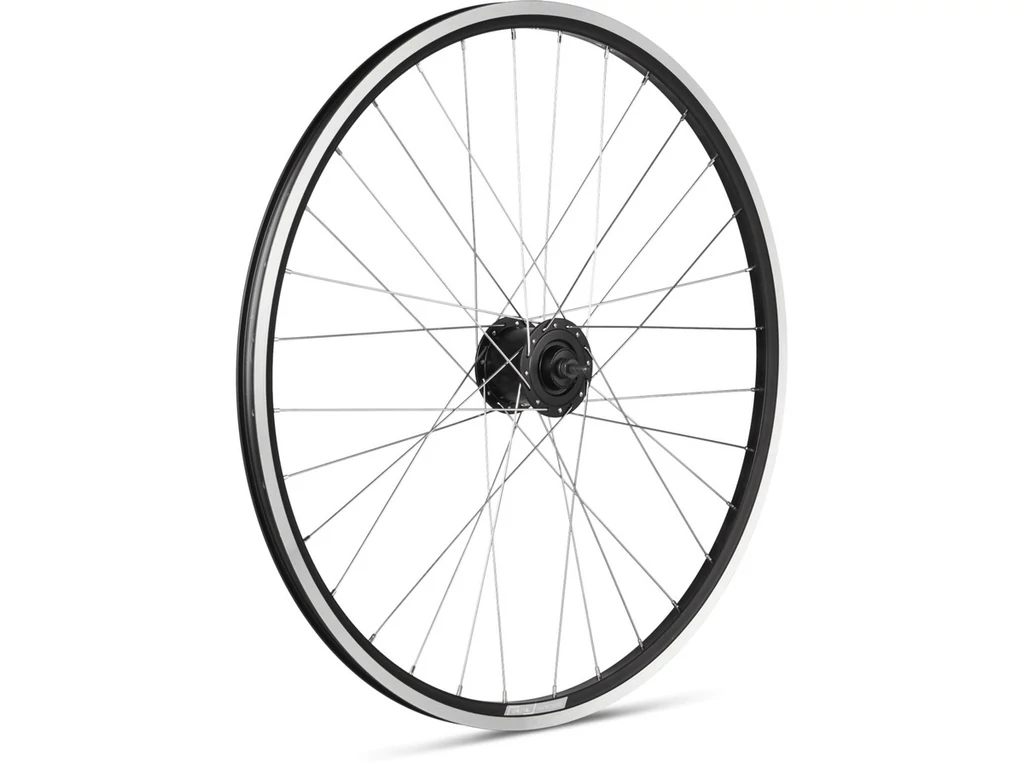 KROSS 28&quot; fűzött első kerék Shimano Nexus agydinamóval, V-fékes, alu, fekete/ezüst