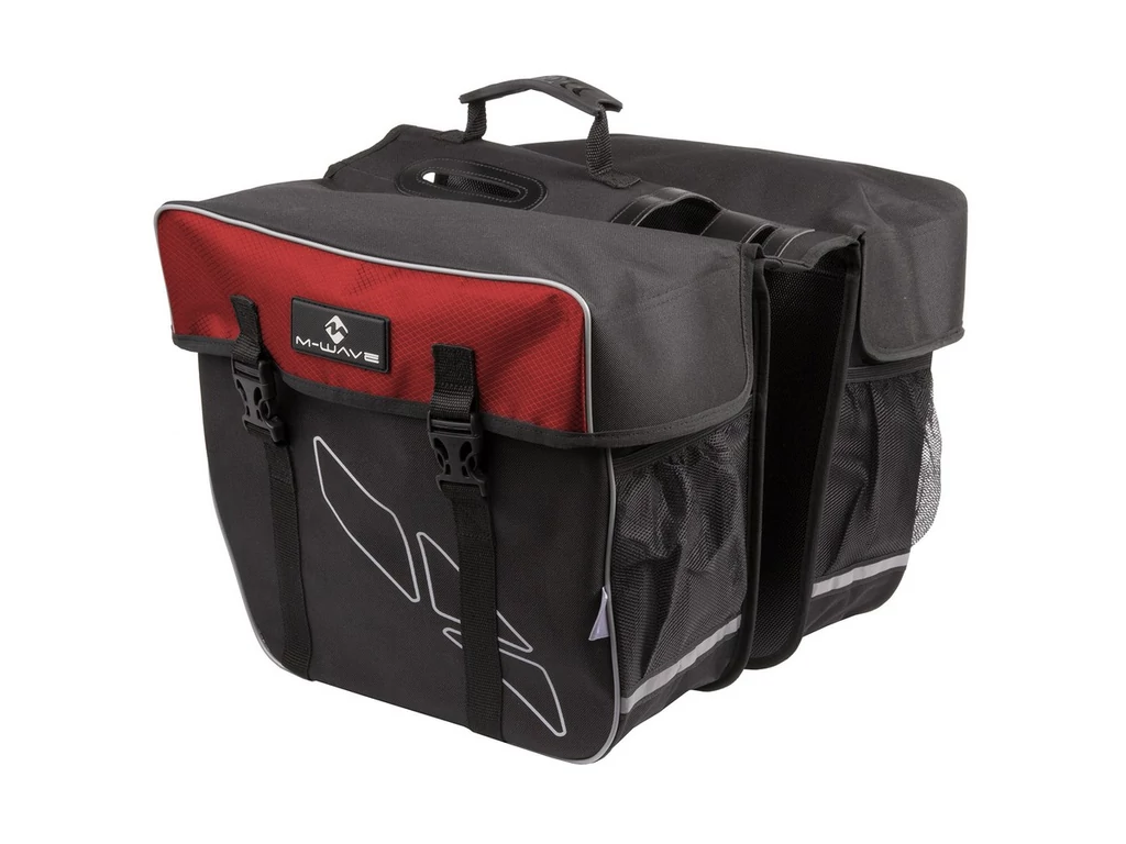 M-WAVE Amsterdam Double kétrészes túratáska csomagtartóra - 30 liter - fekete-piros