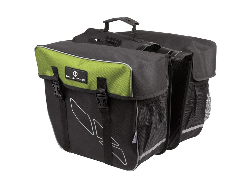 M-WAVE Amsterdam Double kétrészes túratáska csomagtartóra - 30 liter - fekete-zöld