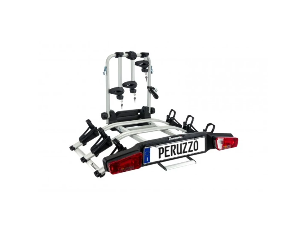 PERUZZO Zephyr 3 kerékpárszállító vonóhorogra elektromos kerékpárokhoz - 2 sínes - zárható - alu