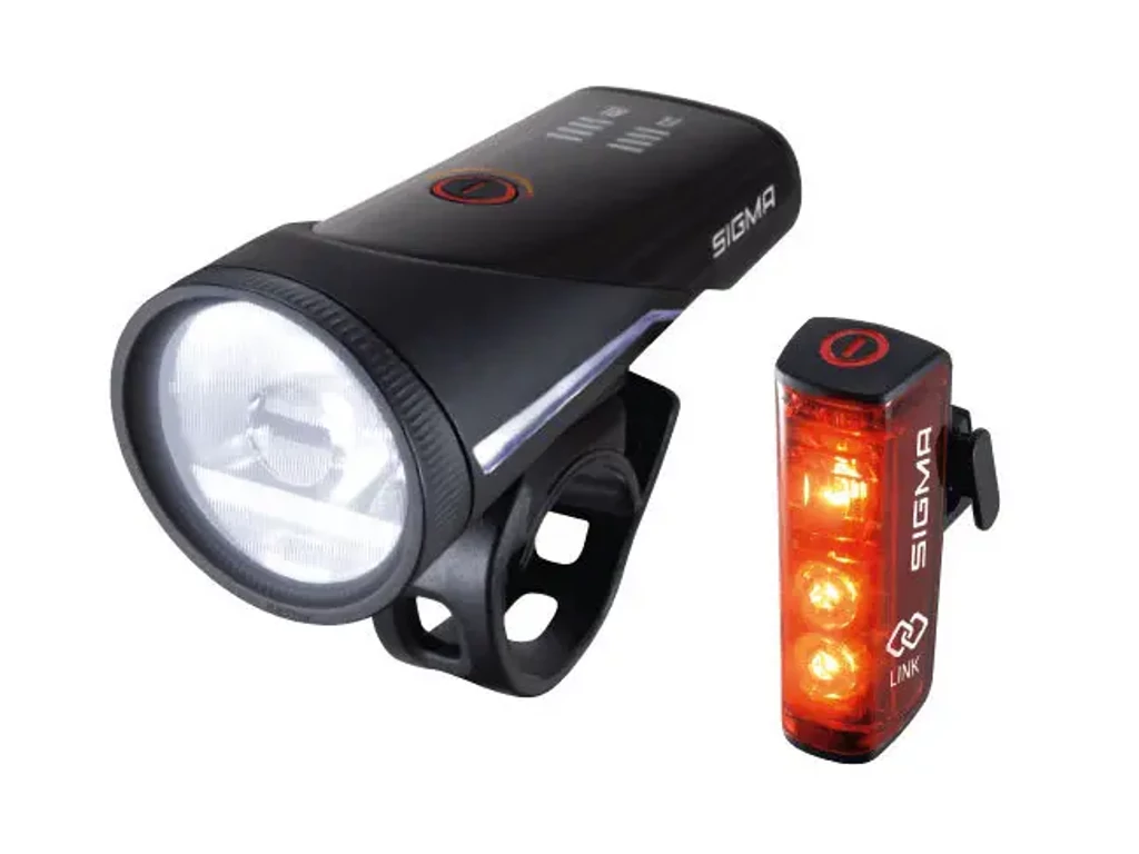 SIGMA Aura 100 USB + Blaze Link USB első és hátsó lámpa szett féklámpa és közös vezérlés funkcióval