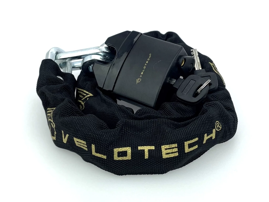 VELOTECH 8x900 láncos kerékpárzár minilakattal - 90cm - fekete/arany