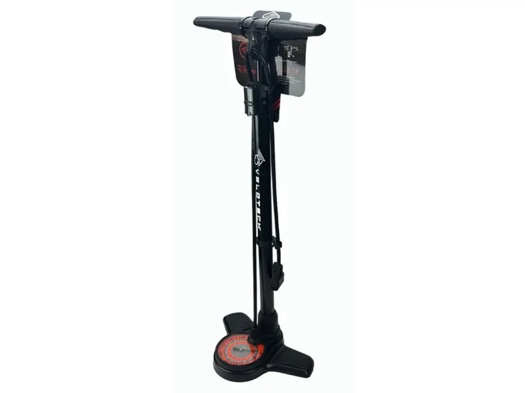 Velotech műhelypumpa nagyméretű nyomásmérővel - acél - fekete