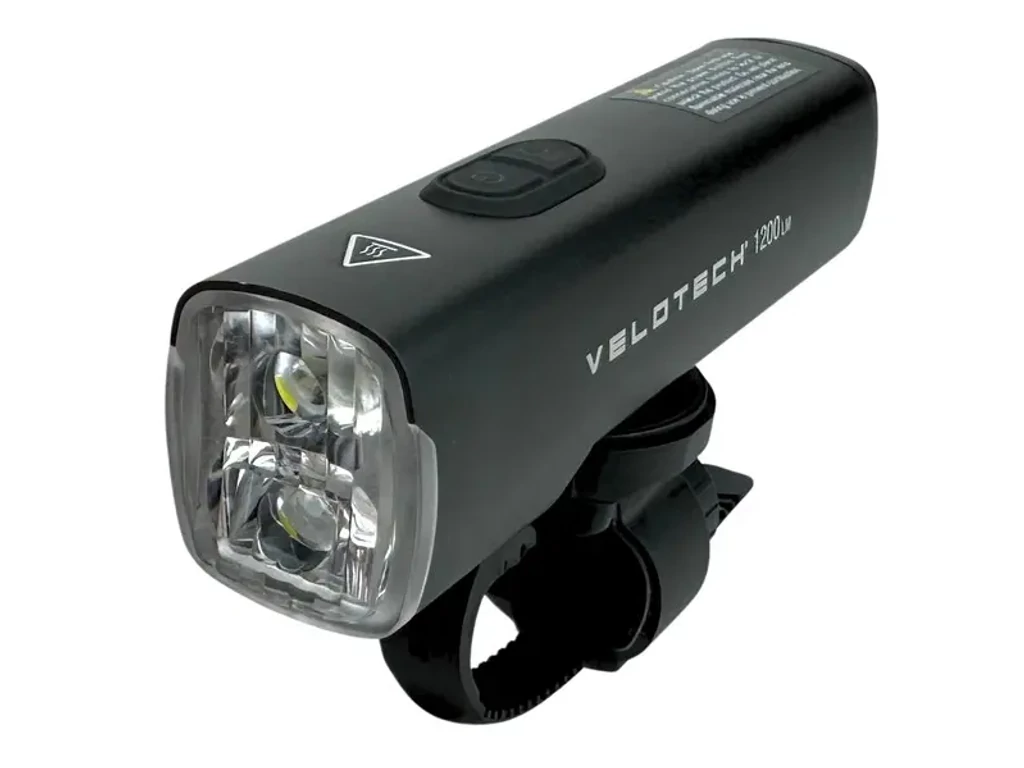 VELOTECH 1200LM 2 LED USB első lámpa - 1200 lumen - alu
