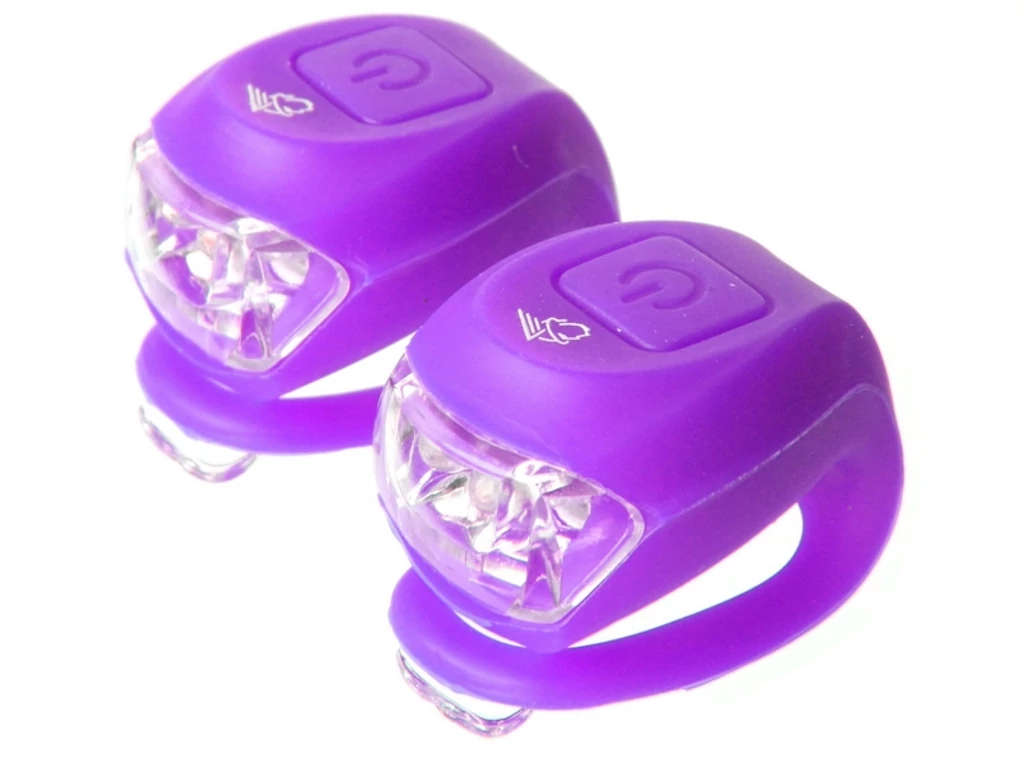 VELOTECH 2LED első és hátsó lámpa szett - elemes - lila