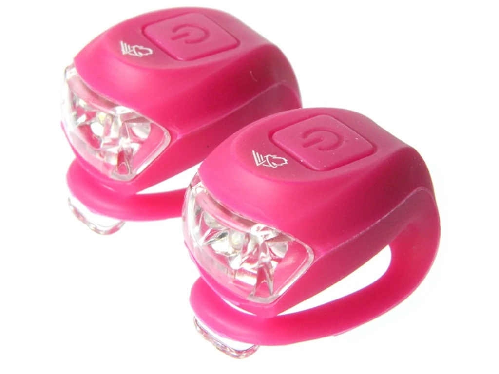 VELOTECH 2LED első és hátsó lámpa szett - elemes - magenta