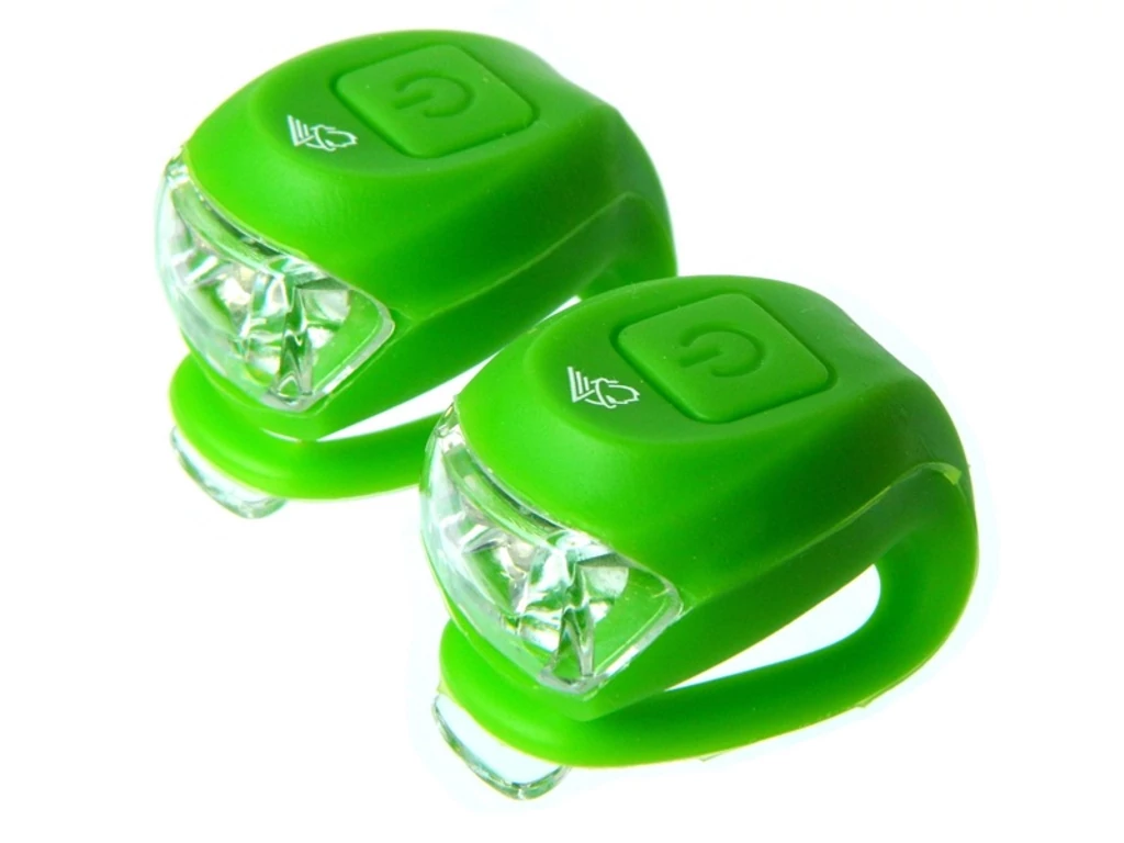 VELOTECH 2LED első és hátsó lámpa szett - elemes - zöld