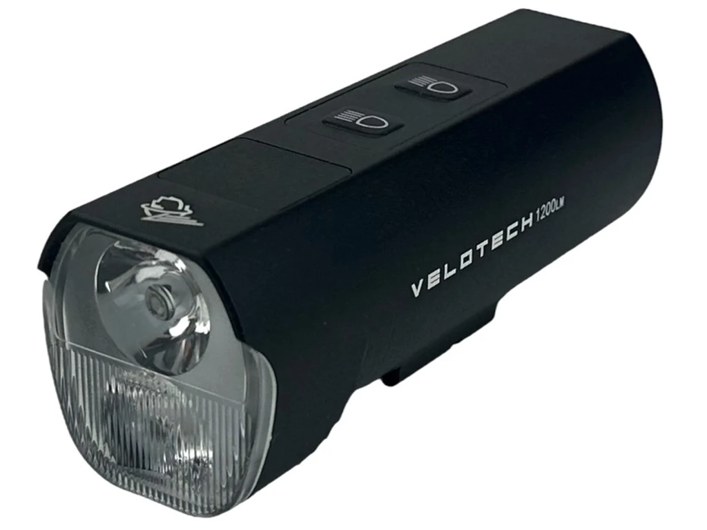 VELOTECH Pro 1200 2LED USB első lámpa - 1200 lumen - alu