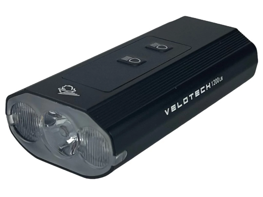 VELOTECH Pro 1200 3LED USB első lámpa - 1200 lumen - alu