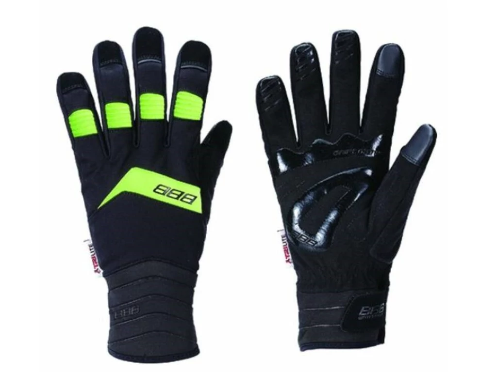 BBB AquaShield téli kerékpáros kesztyű - hosszúujjú - vízálló - Black/Neon Yellow