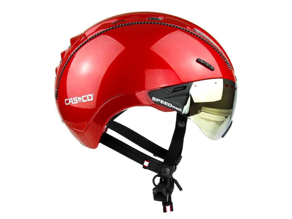 CASCO Roadster Plus városi kerékpáros sisak lencsével, red shiny