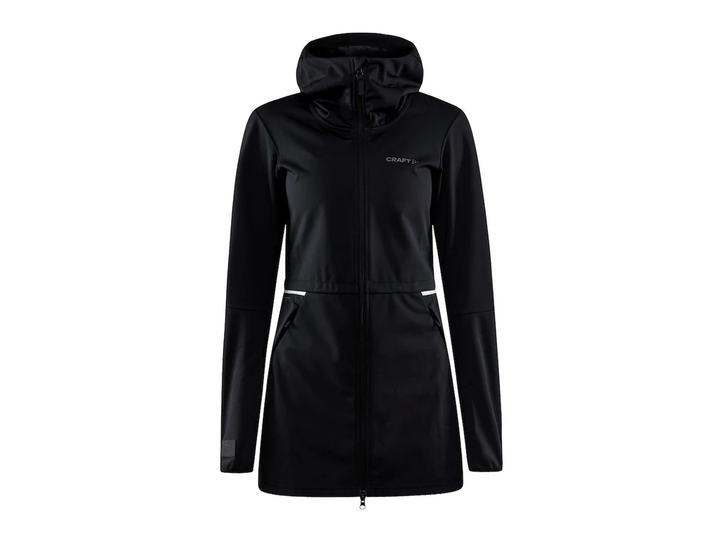 CRAFT CORE Ride SubZ Jacket W női vízálló, kapucnis kerékpáros kabát, hosszított, fekete