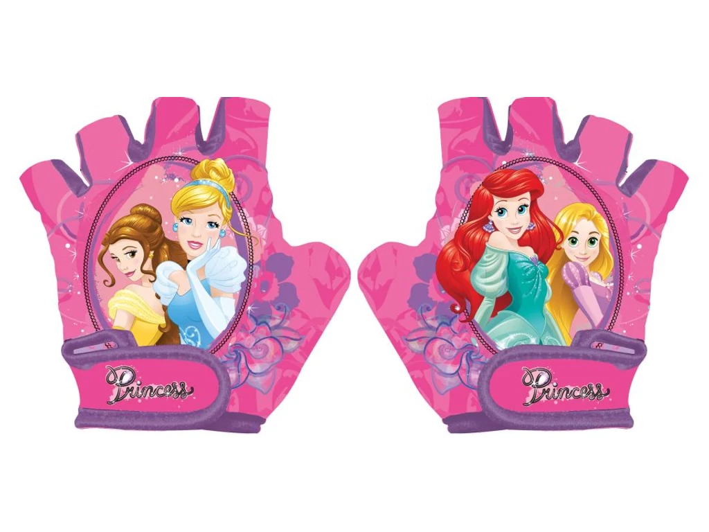 Gyermek kerékpáros kesztyű - Disney hercegnős - pink
