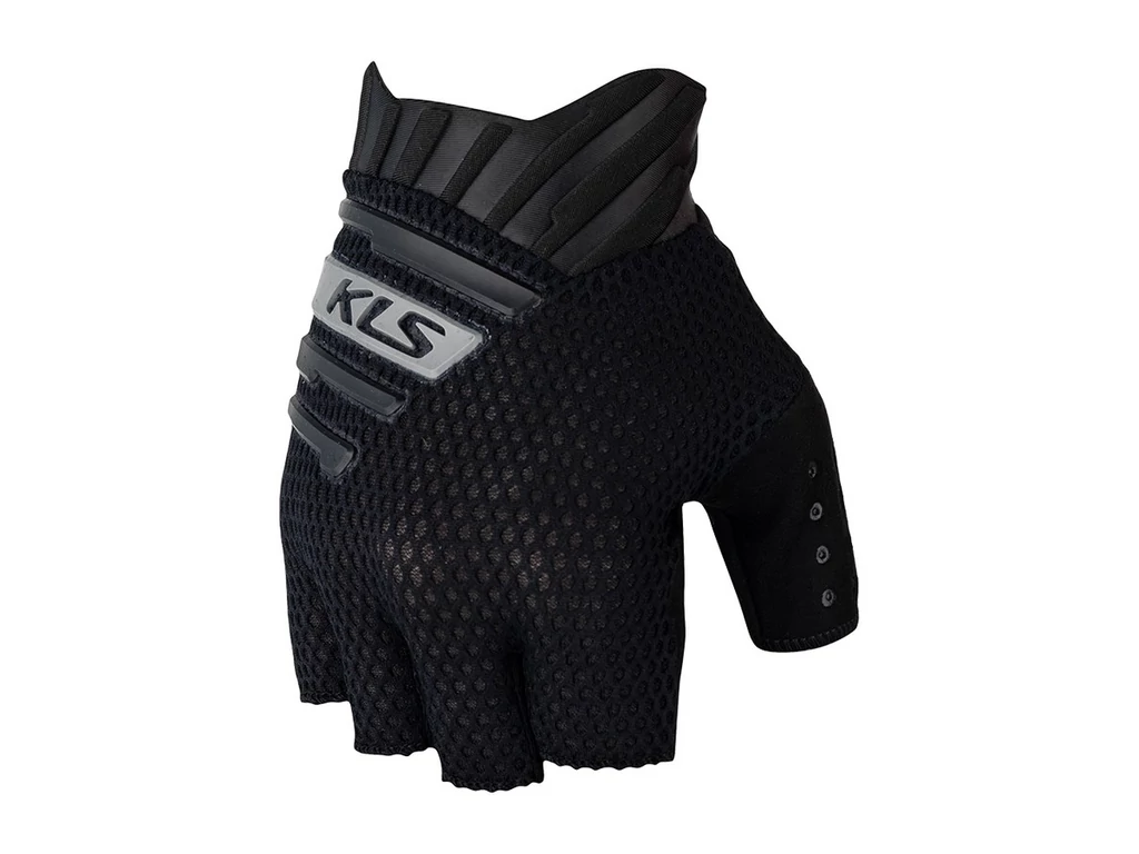 KLS Cutout Short 022 rövidujjú kerékpáros kesztyű memóriahab betéttel - black