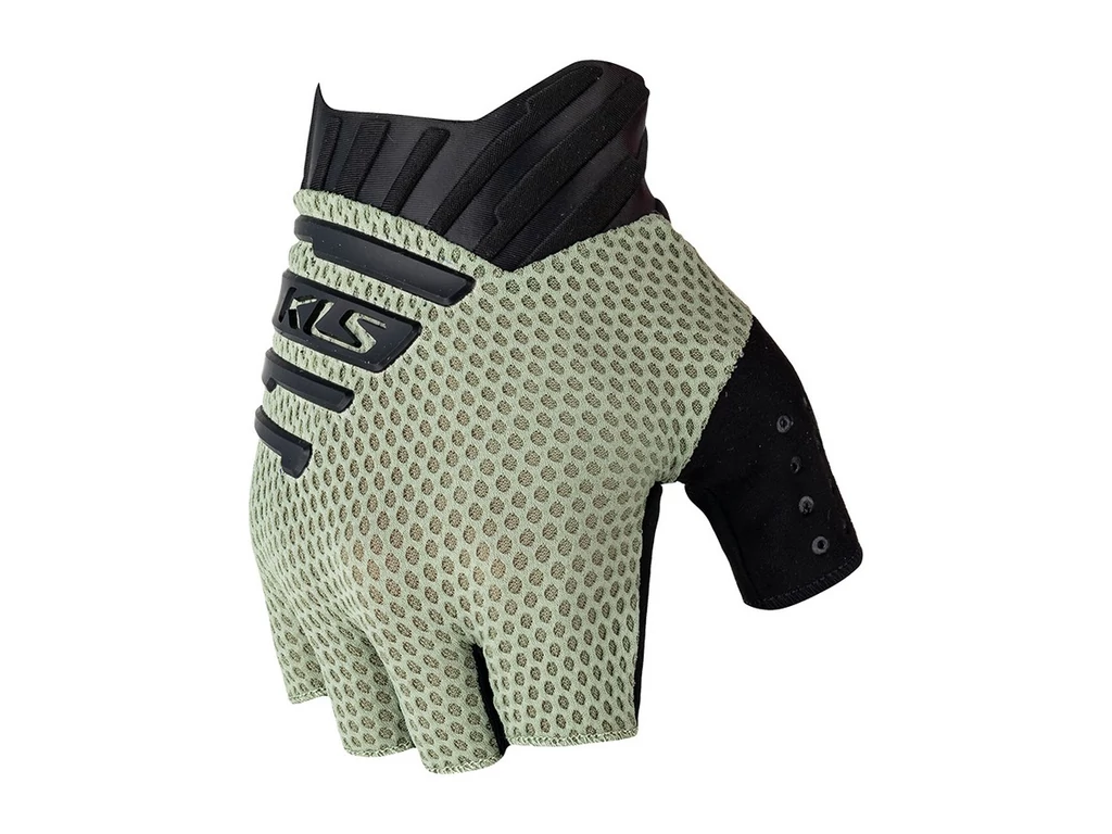 KLS Cutout Short 022 rövidujjú kerékpáros kesztyű memóriahab betéttel - sage green
