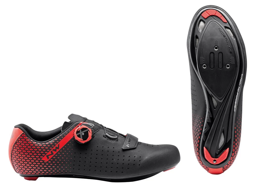 NORTHWAVE Road Core Plus 2 országúti kerékpáros cipő - fekete/fluo piros
