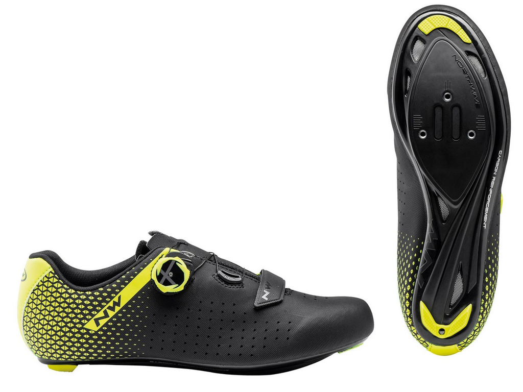 NORTHWAVE Road Core Plus 2 országúti kerékpáros cipő - fekete/fluo sárga