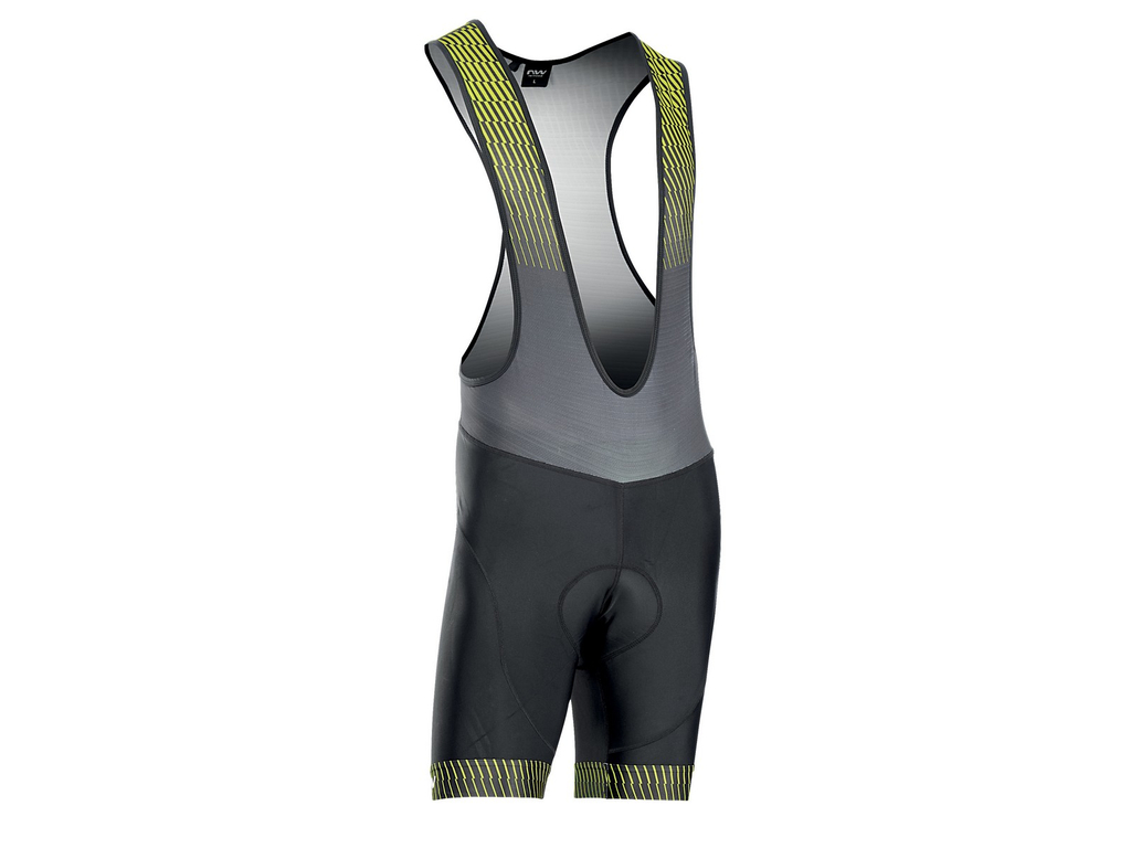 NORTHWAVE Origin kantáros rövid kerékpáros nadrág (2022) - fekete/fluo sárga