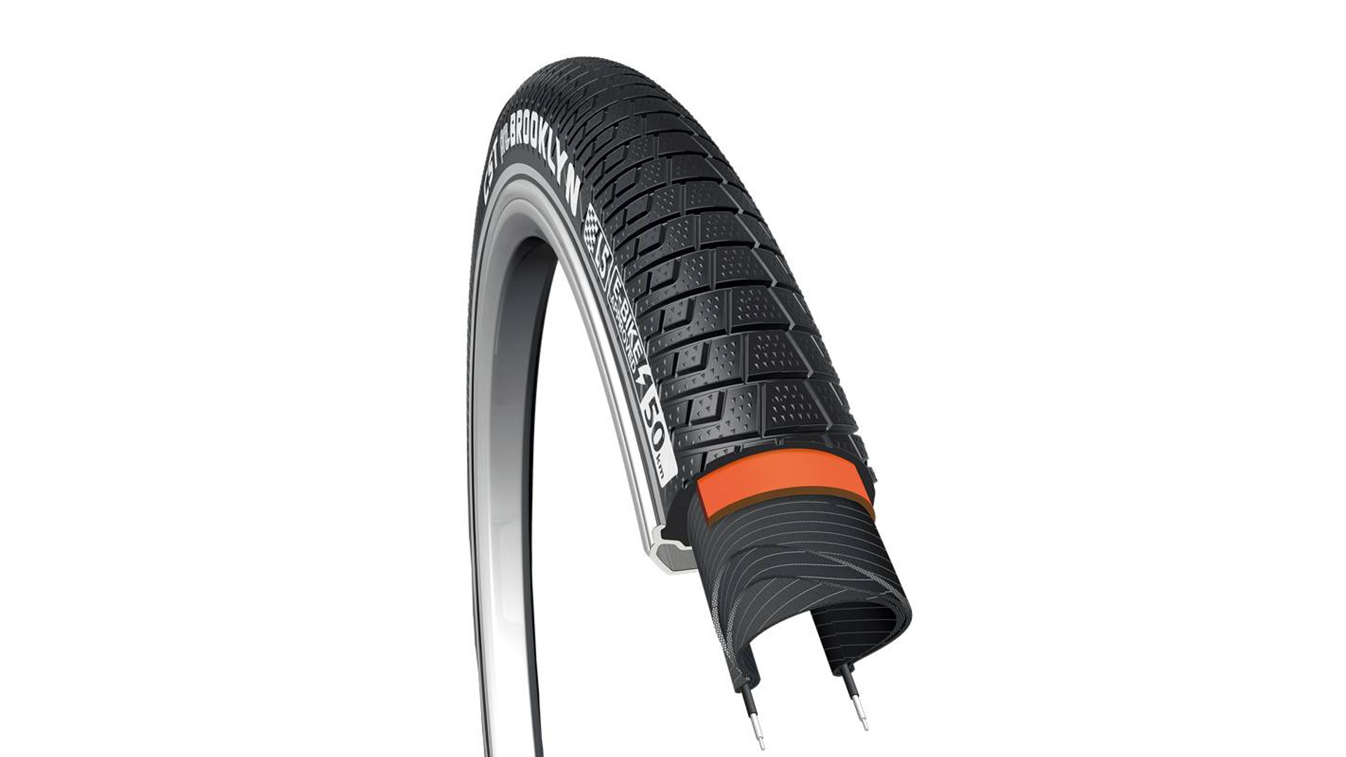 CST Brooklyn Pro EPS 27.5x2.0 (50-584) C1996 E50 e-bike külső gumi (köpeny) EPS defektvédelemmel, reflexcsíkos, fekete