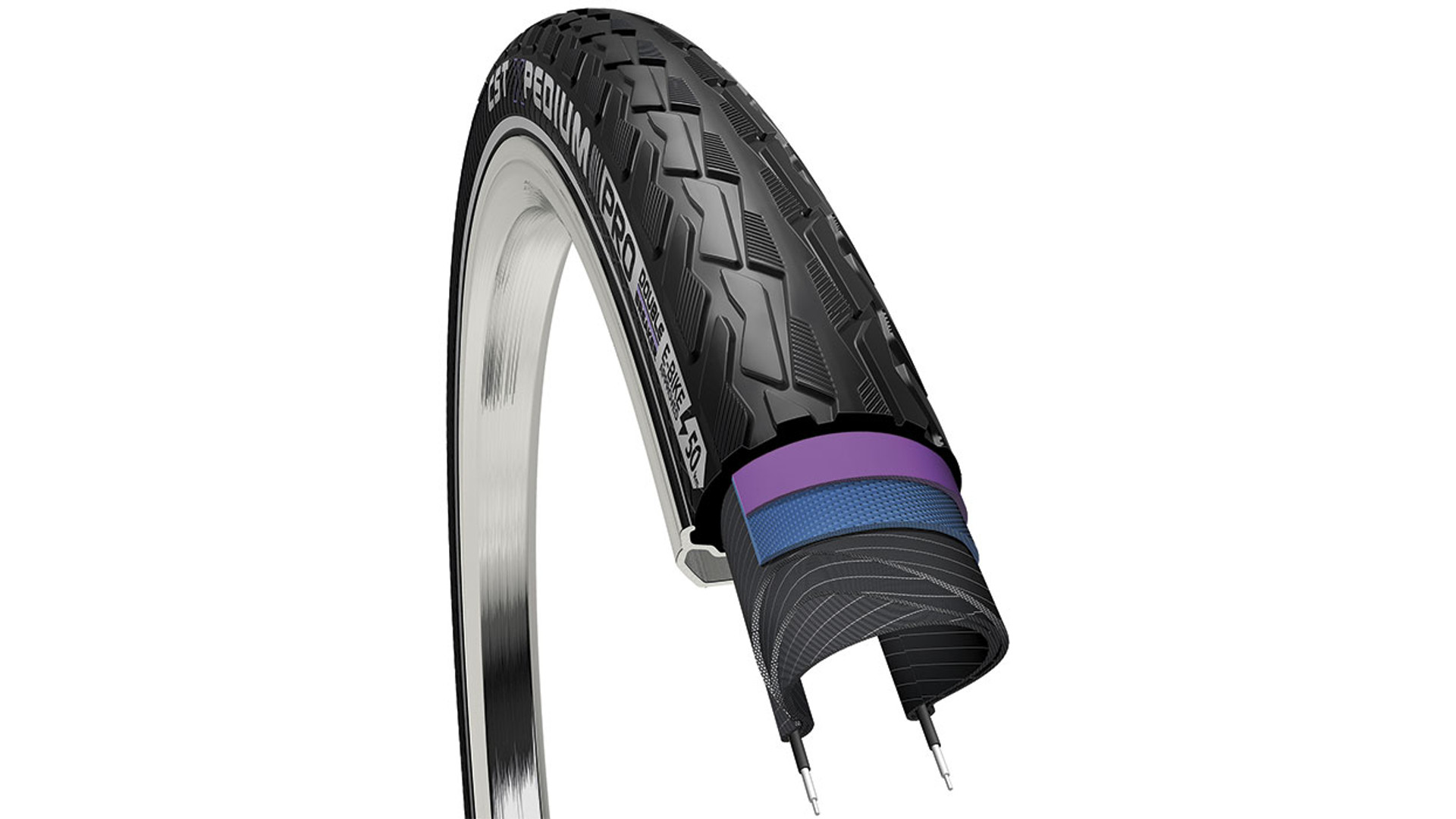 CST Xpedium Pro 40-622 (700x38C) C1880 28col városi/commuter külső gumi (köpeny) Double Breaker defektvédelemmel, reflexcsíkos, fekete