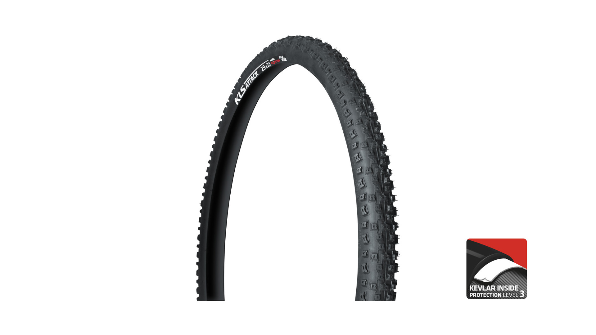 KLS Attack 29x2,1 MTB XC külső gumi (köpeny) kevláros defektvédelemmel, fekete