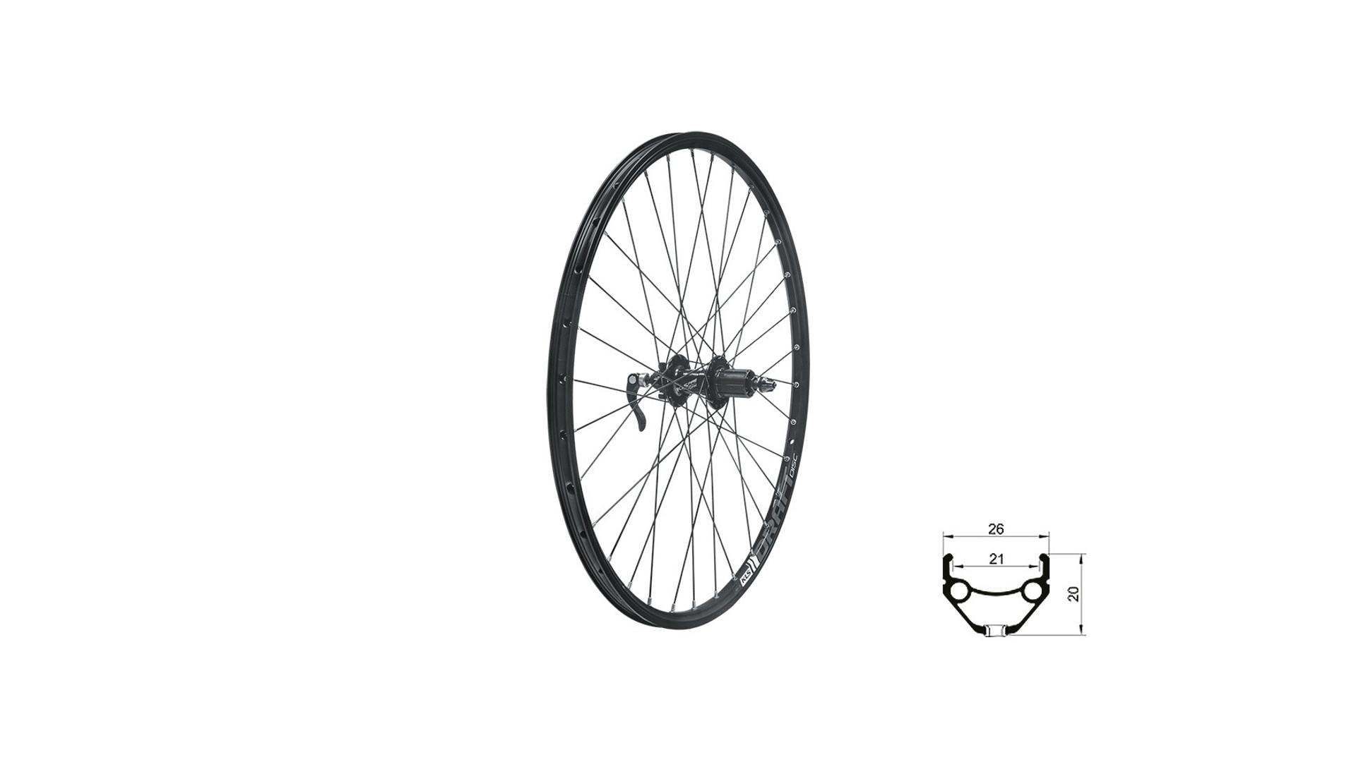 KLS Draft DSC R fűzött hátsó kerék, 27,5", SRAM/Shimano, tárcsafékes, 6 csavaros, fekete