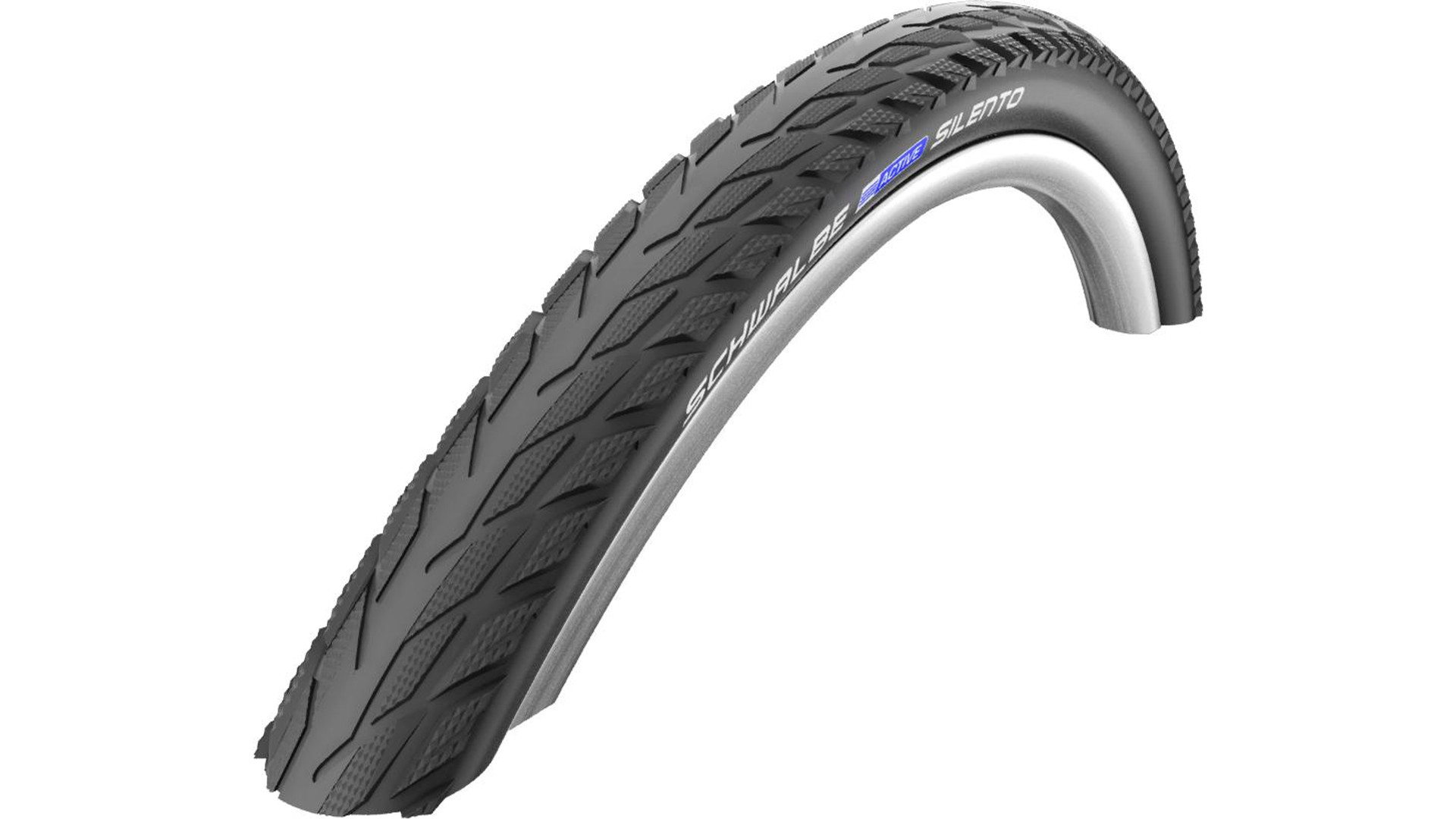 SCHWALBE Silento 47-559 (26x1.75) Active Line városi külső gumi (köpeny) defektvédelemmel, reflexcsíkos, fekete SCHWALBE Silento 47-559 (26x1.75) Active Line városi külső gumi (köpeny) defektvédelemmel, reflexcsíkos, fekete