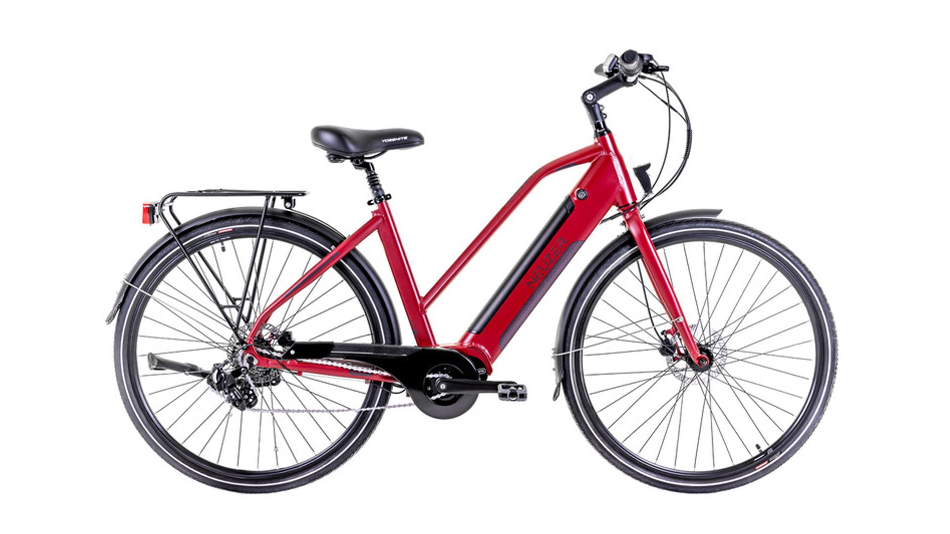 NEUZER Mantova 28" női túra/trekking elektromos kerékpár, merevvillás, matt bordó fekete, 19"