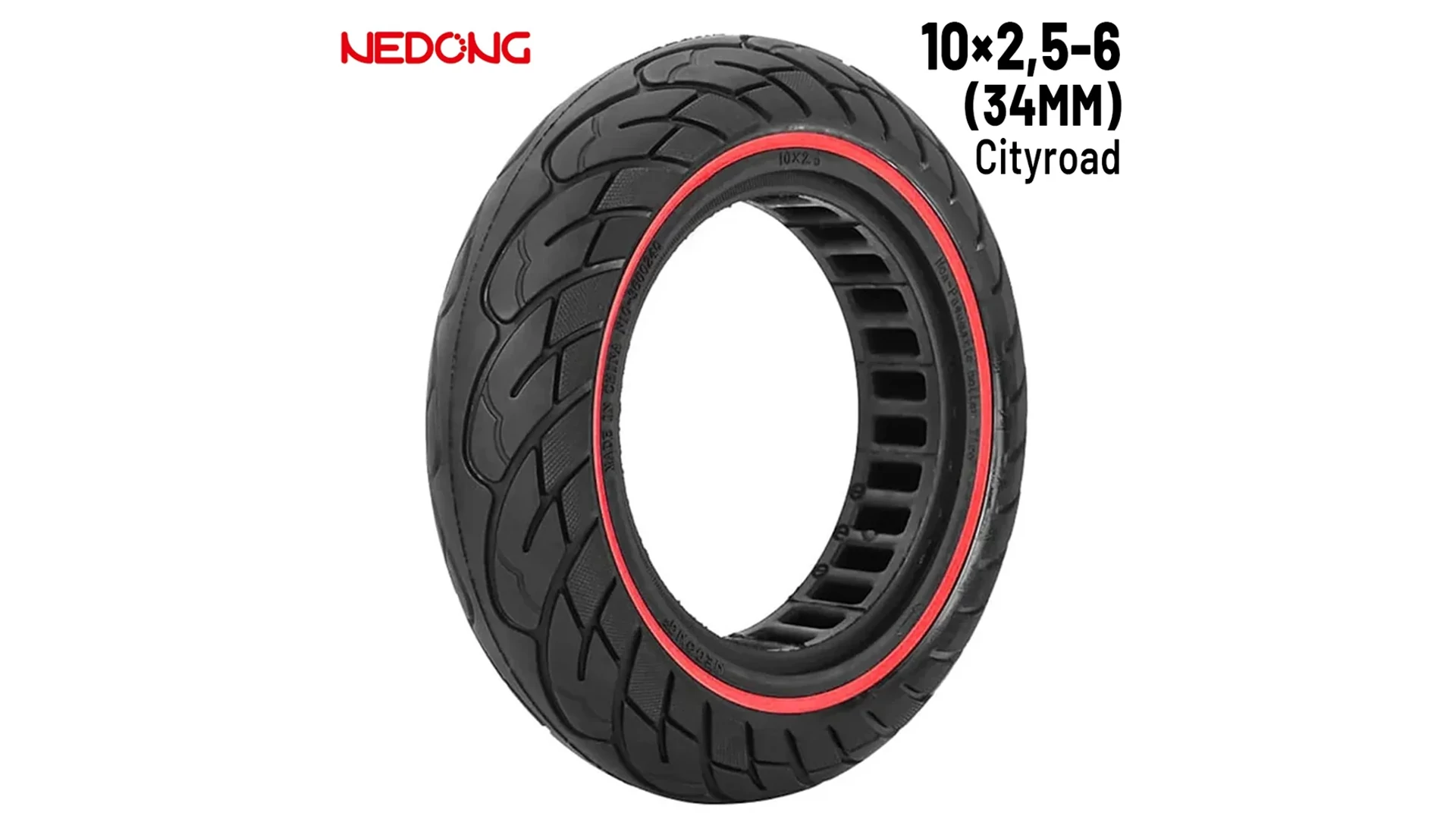 10x2.5-6 (34mm) elektromos roller külső gumi / tömörgumi, lyuggatott, City, Nedong, Red