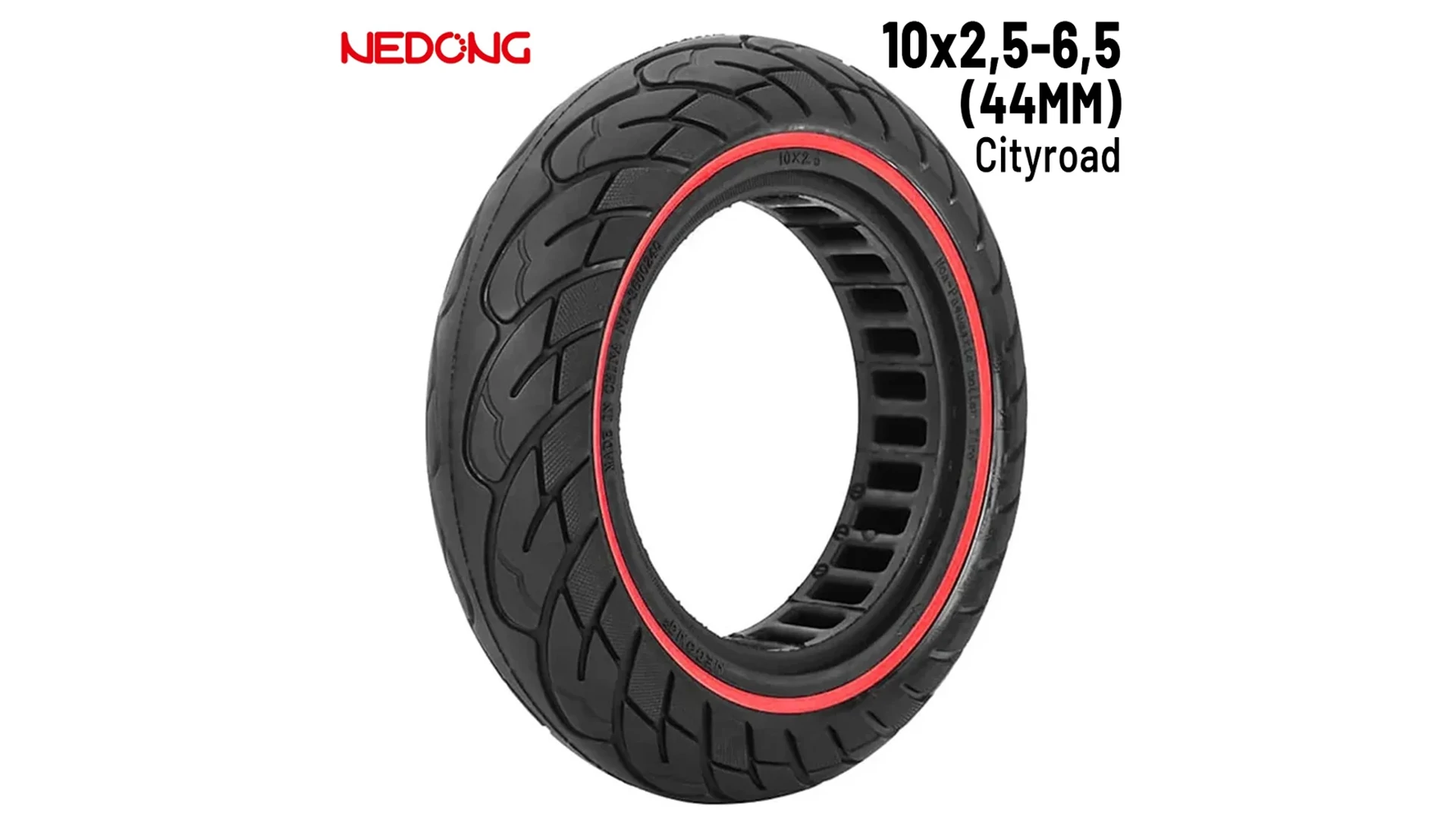 10x2.5-6.5 (44mm) elektromos roller külső gumi / tömörgumi, lyuggatott, City, Nedong, Red