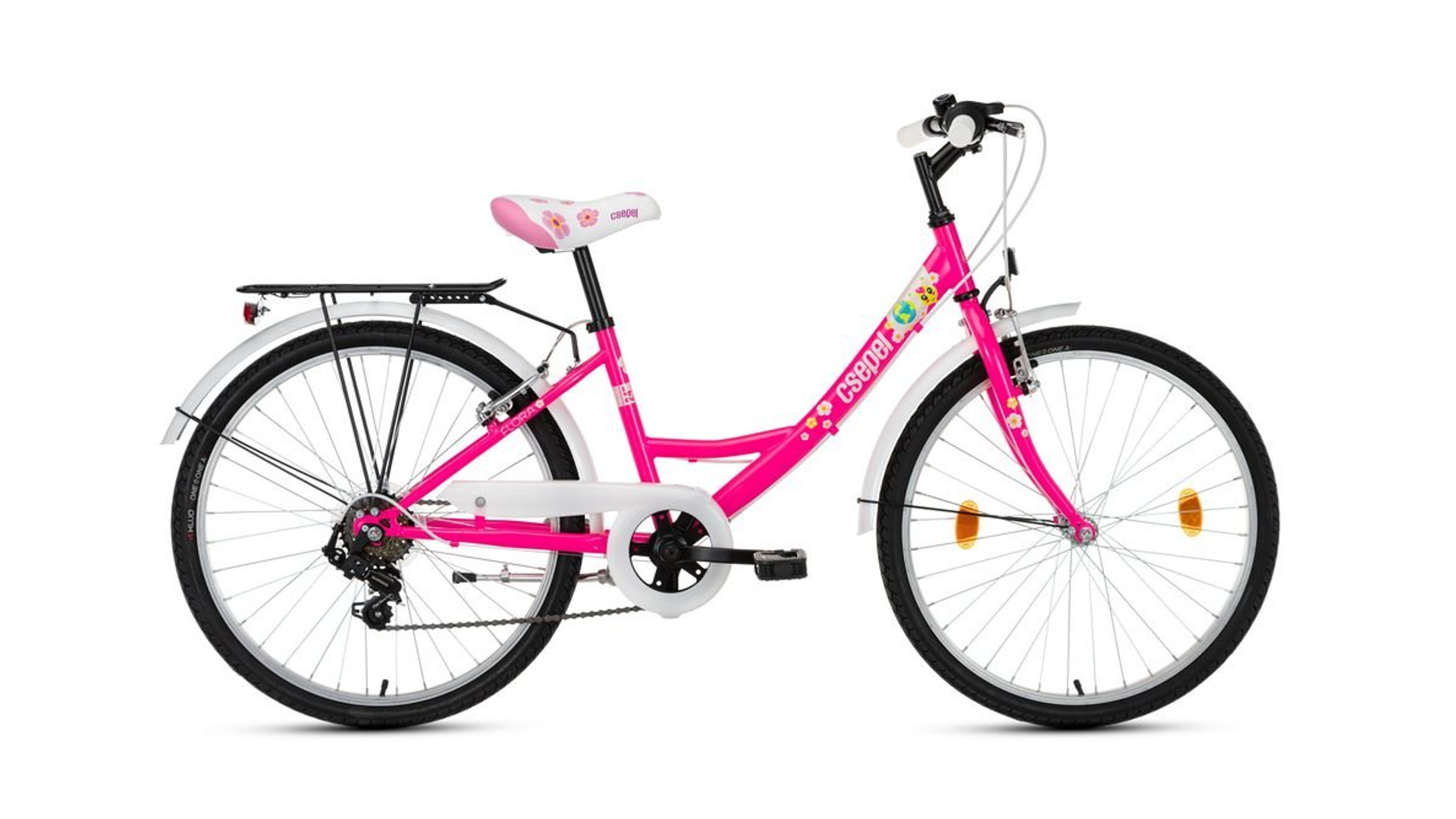 CSEPEL Flora 24" 6SP 2023 gyerek kerékpár, neonpink, virágmintás CSEPEL Flora 24" 6SP 2023 gyerek kerékpár, neonpink, virágmintás